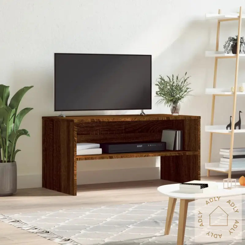 Tv-Benk Brun Eik 80X40X40 Cm Konstruert Tre