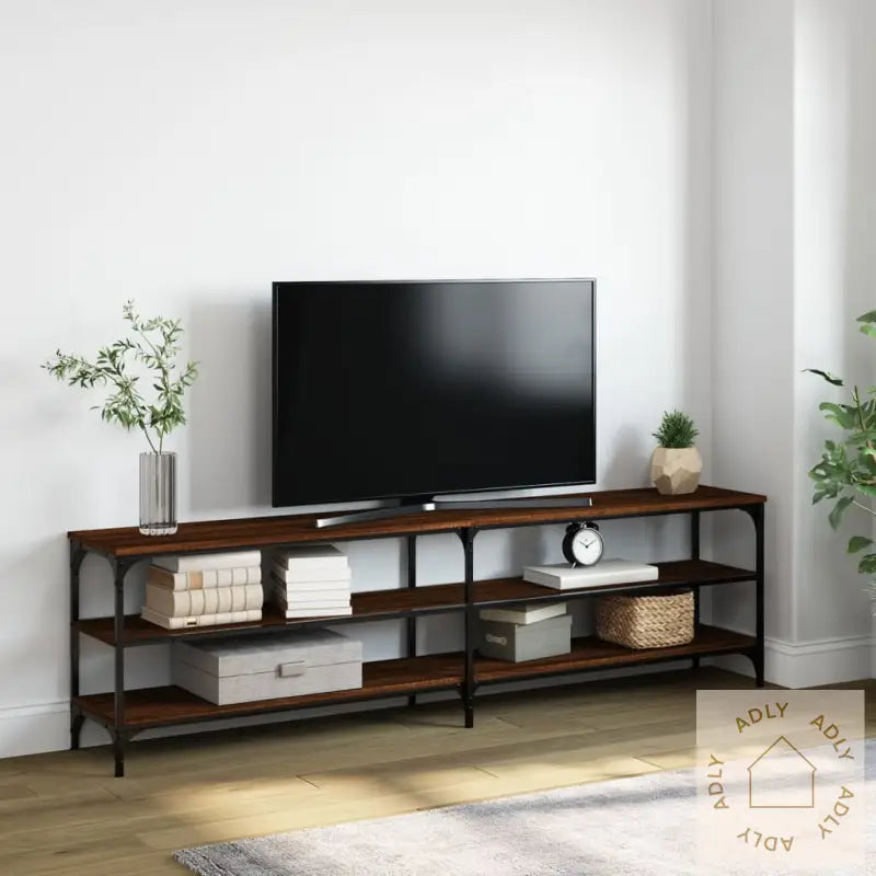 Tv-Benk Brun Eik 180X30X50 Cm Konstruert Tre Og Metall