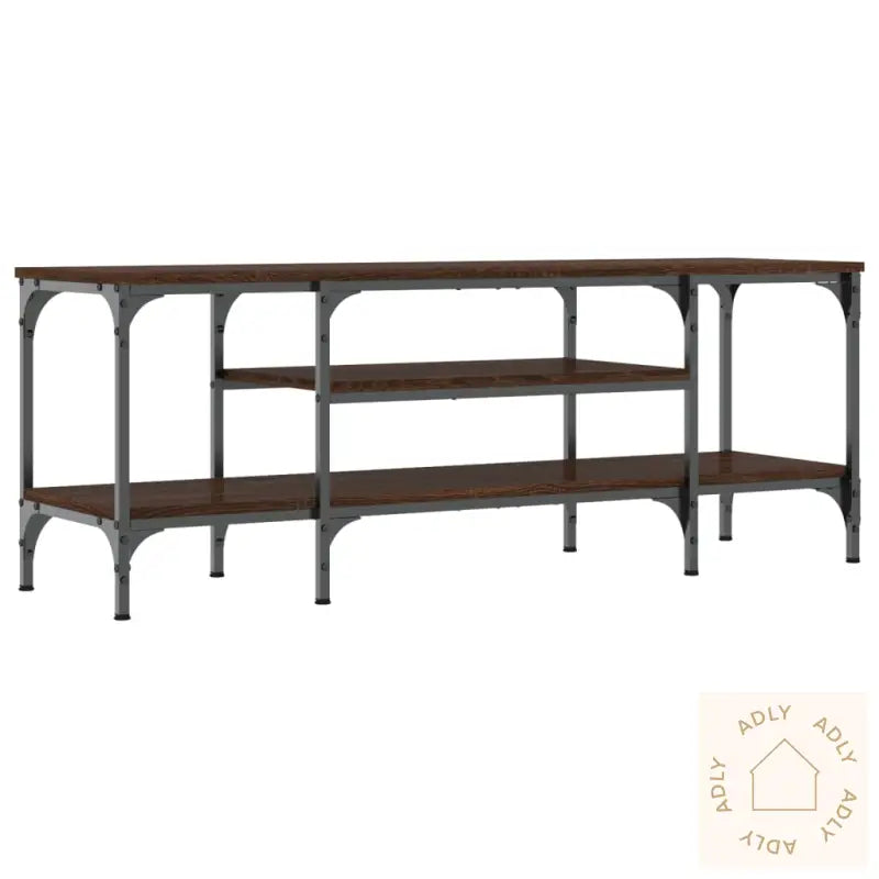 Tv-Benk Brun Eik 121X35X45 Cm Konstruert Tre Og Jern