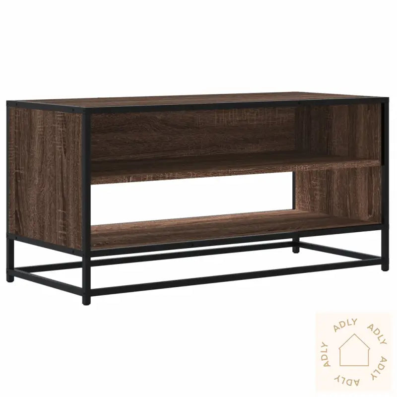 Tv-Benk Brun Eik 91X40X46 Cm Konstruert Tre Og Metall