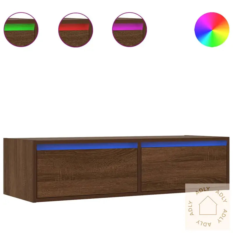 Tv-Benk Med Led-Lys Brun Eik 100X35,5X25 Cm