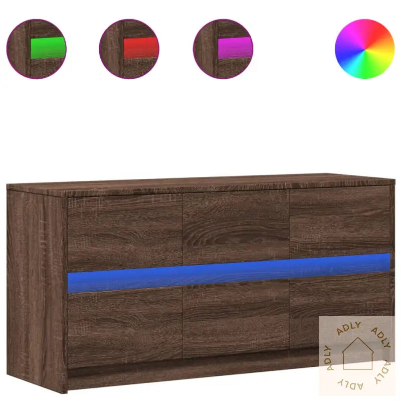 Tv-Benk Med Led Brun Eik 100X34X50 Cm Konstruert Tre