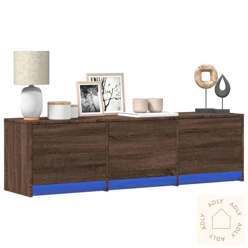 Tv-Benk Med Led Brun Eik 140X34X40 Cm Konstruert Tre