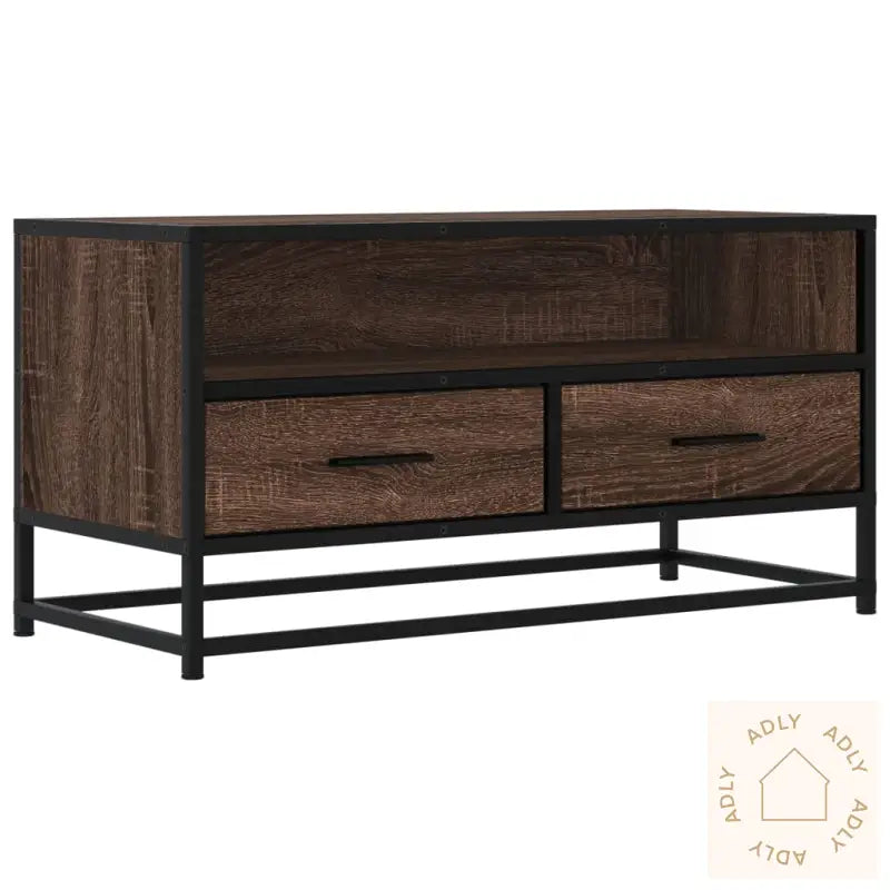 Tv-Benk Brun Eik 80X34,5X40 Cm Konstruert Tre Og Metall