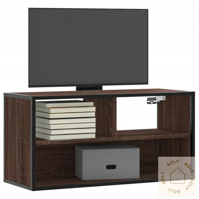 Tv-Benk Brun Eik 80X31X39,5 Cm Konstruert Tre Og Metall