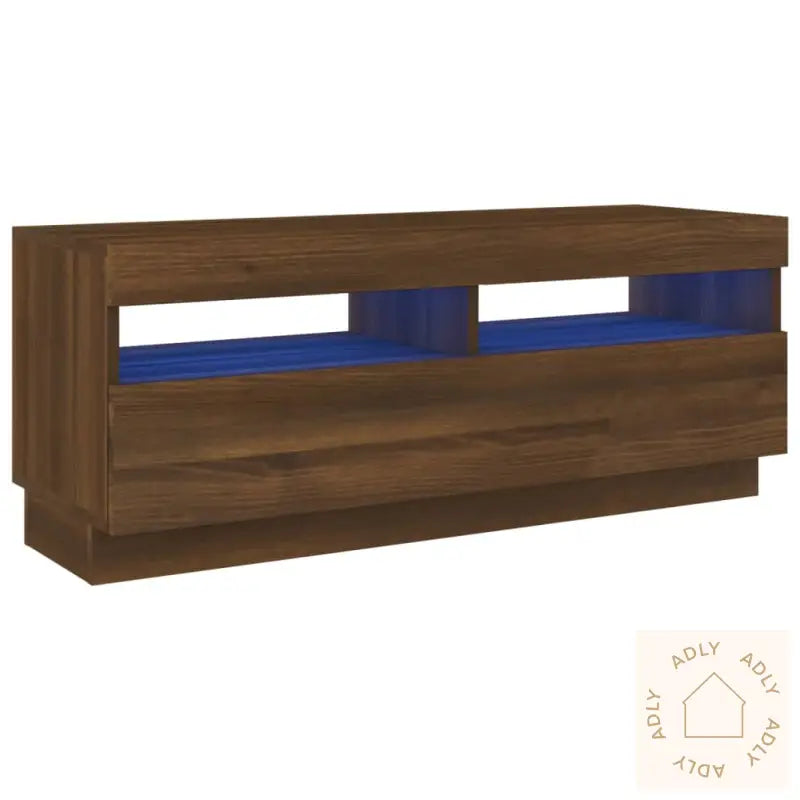 Tv-Benk Med Led-Lys Brun Eik 100X35X40 Cm