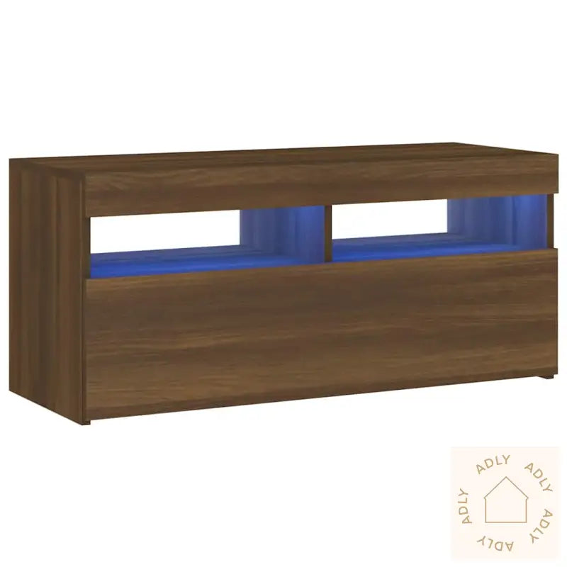 Tv-Benk Med Led-Lys Brun Eik 90X35X40 Cm