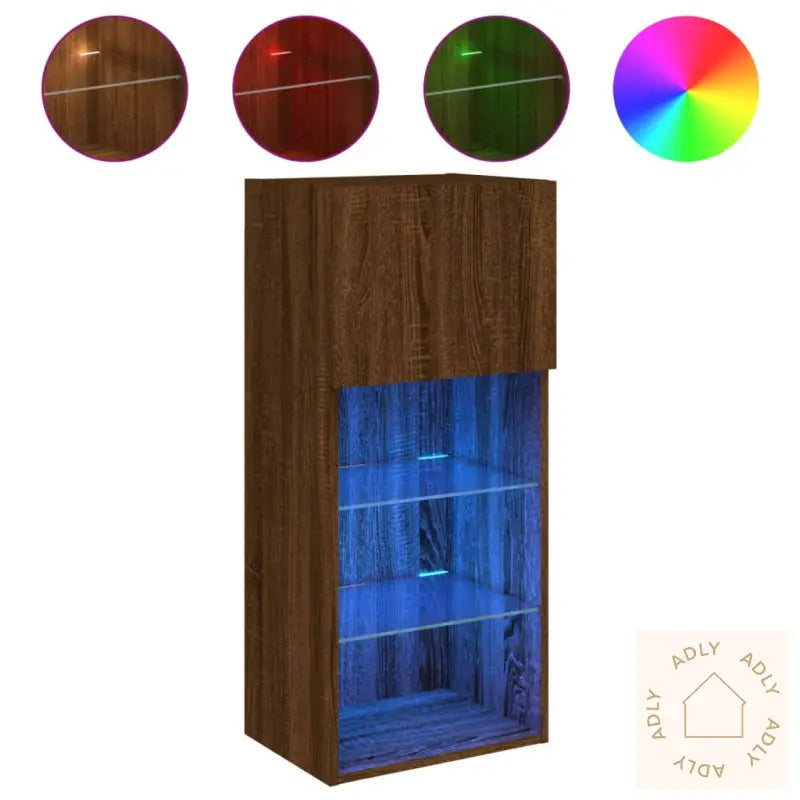 Tv-Benk Med Led-Lys Brun Eik 40,5X30X90 Cm