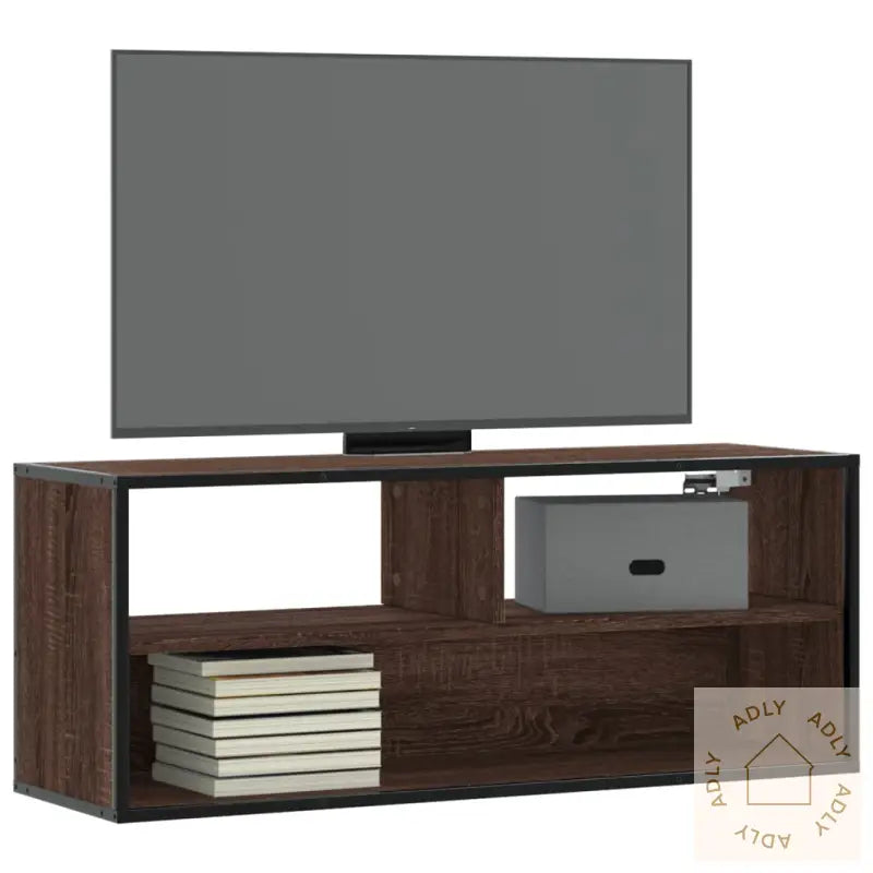 Tv-Benk Brun Eik 100X31X39,5 Cm Konstruert Tre Og Metall