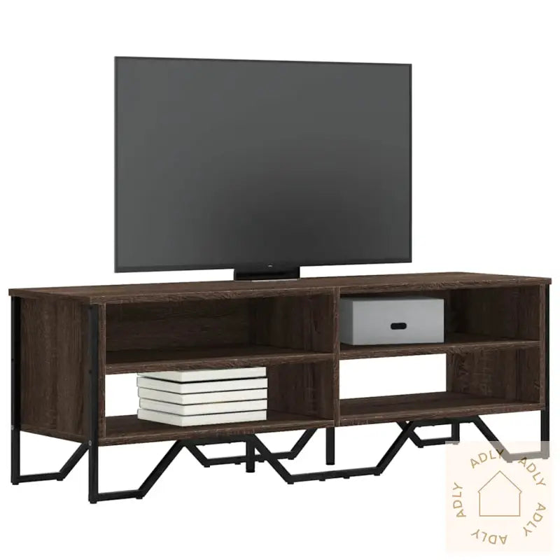 Tv-Benk Brun Eik 122X34X41 Cm Konstruert Tre