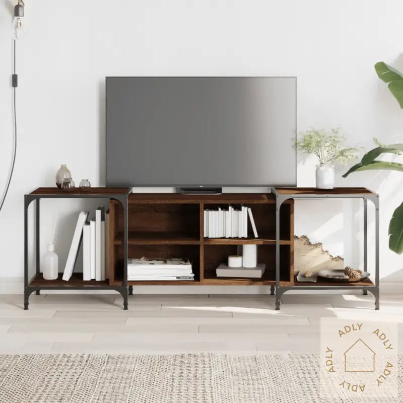 Tv-Benk Brun Eik 153X37X50 Cm Konstruert Tre