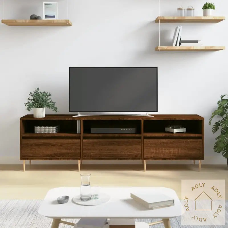 Tv-Benk Brun Eik 150X30X44,5 Cm Konstruert Tre