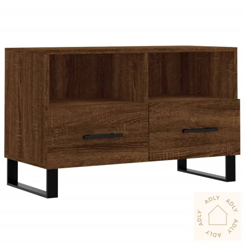 Tv-Benk Brun Eik 80X36X50 Cm Konstruert Tre