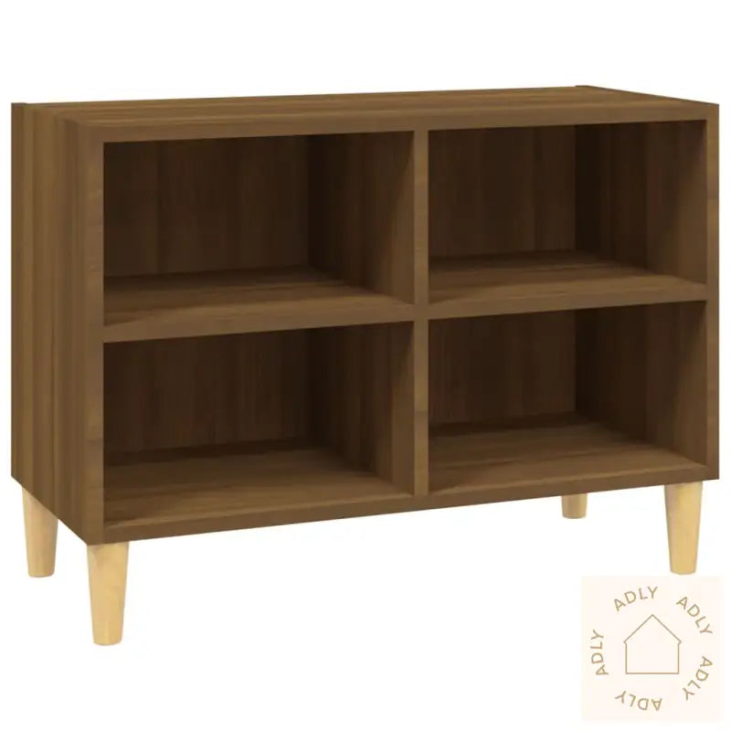 Tv-Benk Med Ben I Heltre Brun Eik 69,5X30X50 Cm