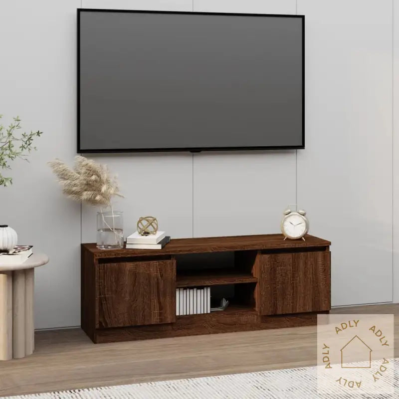 Tv-Benk Med Dør Brun Eik 102X30X36 Cm
