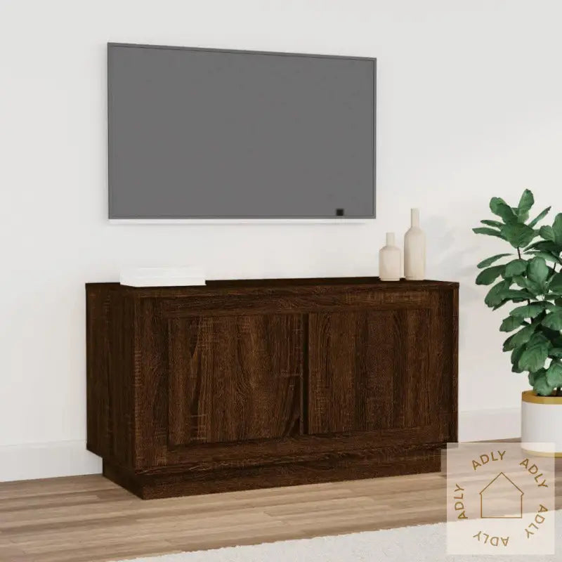Tv-Benk Brun Eik 80X35X45 Cm Konstruert Tre