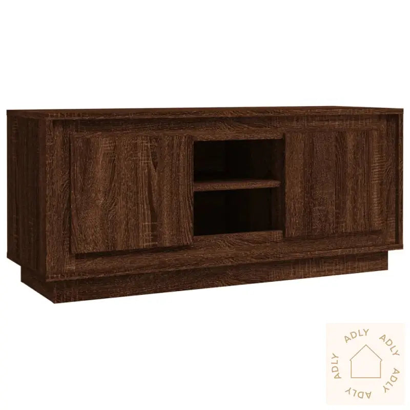 Tv-Benk Brun Eik 102X35X45 Cm Konstruert Tre