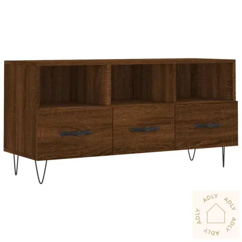 Tv-Benk Brun Eik 102X36X50 Cm Konstruert Tre