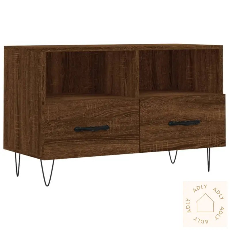 Tv-Benk Brun Eik 80X36X50 Cm Konstruert Tre