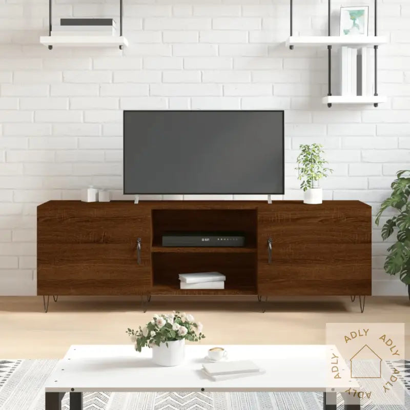 Tv-Benk Brun Eik 150X30X50 Cm Konstruert Tre