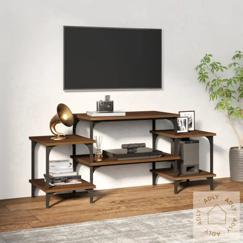 Tv-Benk Brun Eik 117X35X52 Cm Konstruert Tre