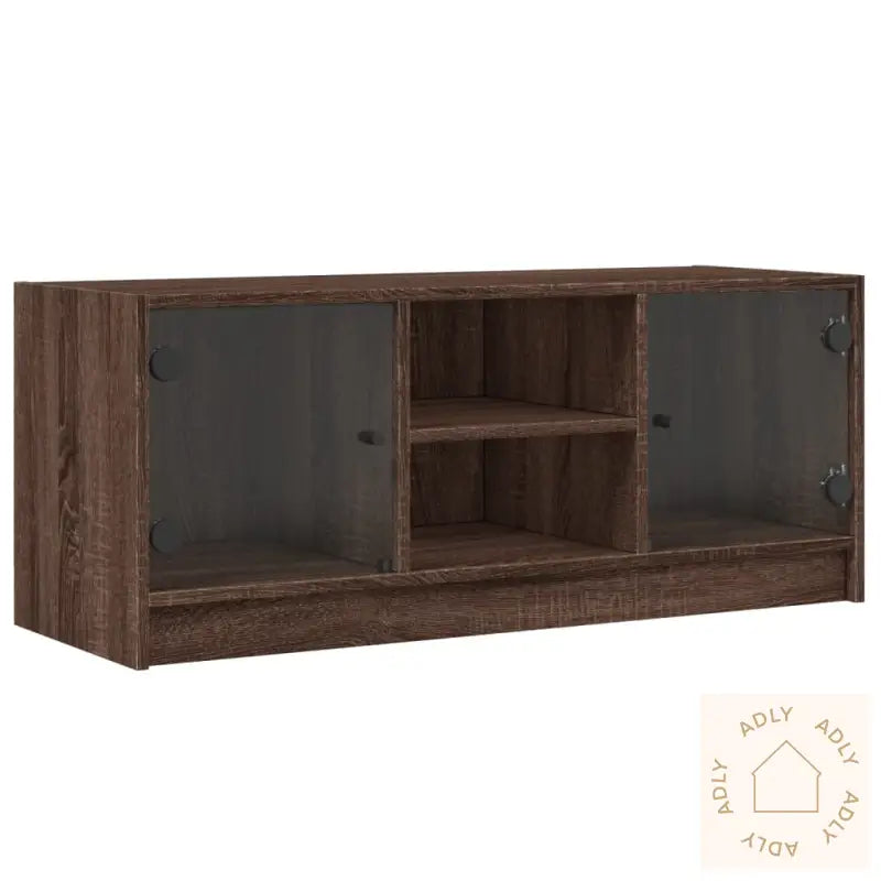 Tv-Benk Med Dør Brun Eik 102X37X42 Cm