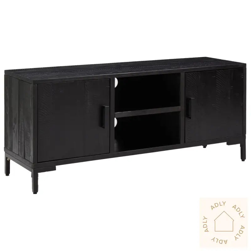 Tv-Benk Svart 110X35X48 Cm Heltre Furu
