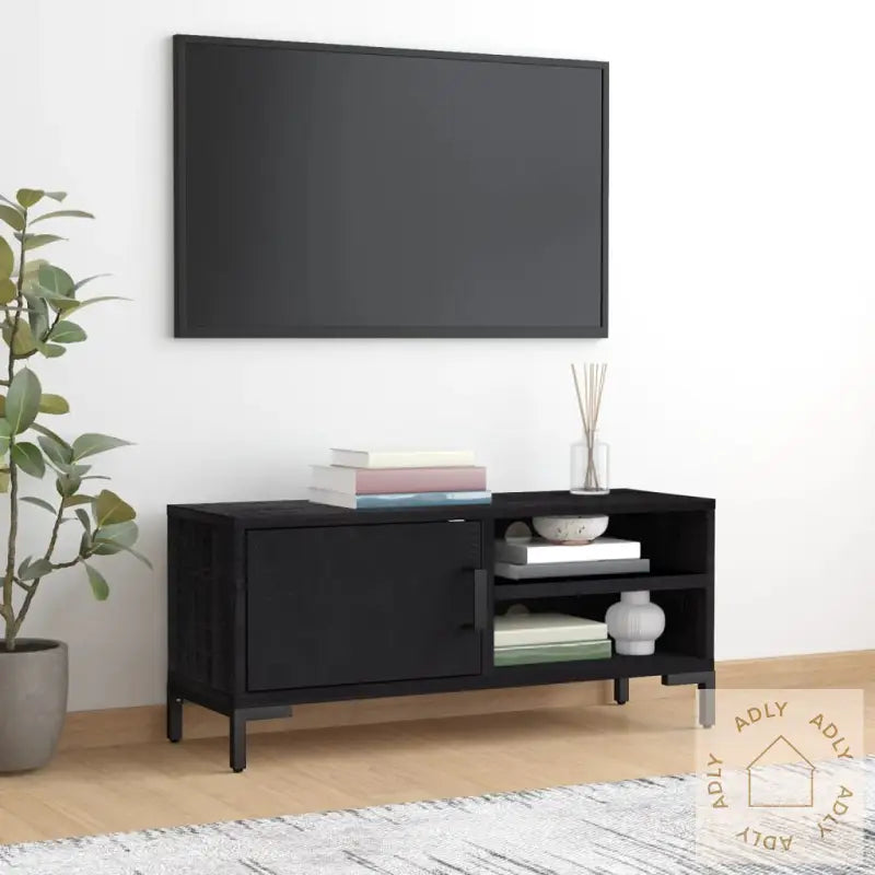 Tv-Benk Svart 90X30X40 Cm Heltre Furu