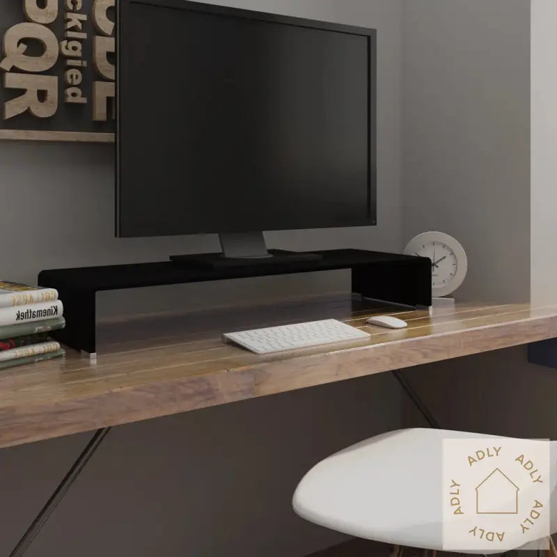 Tv-Benk Glass Svart 90X30X13 Cm