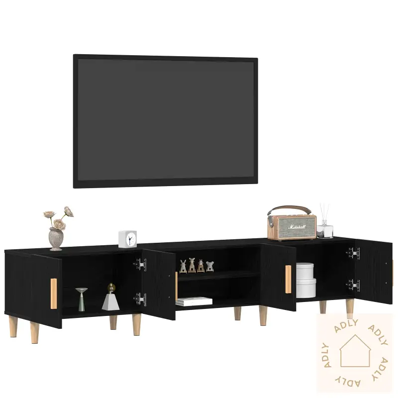 Tv-Benk Svart Eik 180X31,5X40 Cm Konstruert Tre