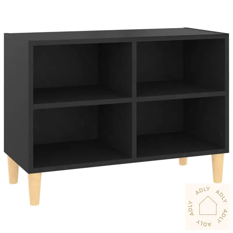 Tv-Benk Med Ben I Heltre Svart 69,5X30X50 Cm