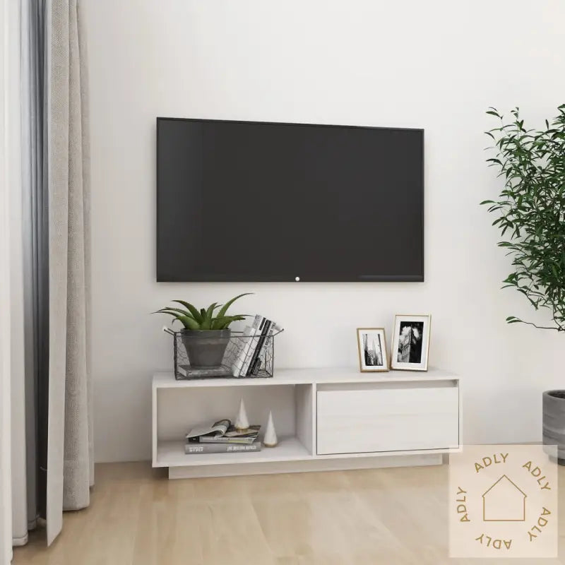 Tv-Benk 110X30X33,5 Cm Heltre Furu Hvit