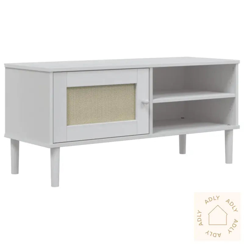 Tv-Benk Senja Rotting-Utseende Hvit 106X40X49Cm Cm Heltre Furu