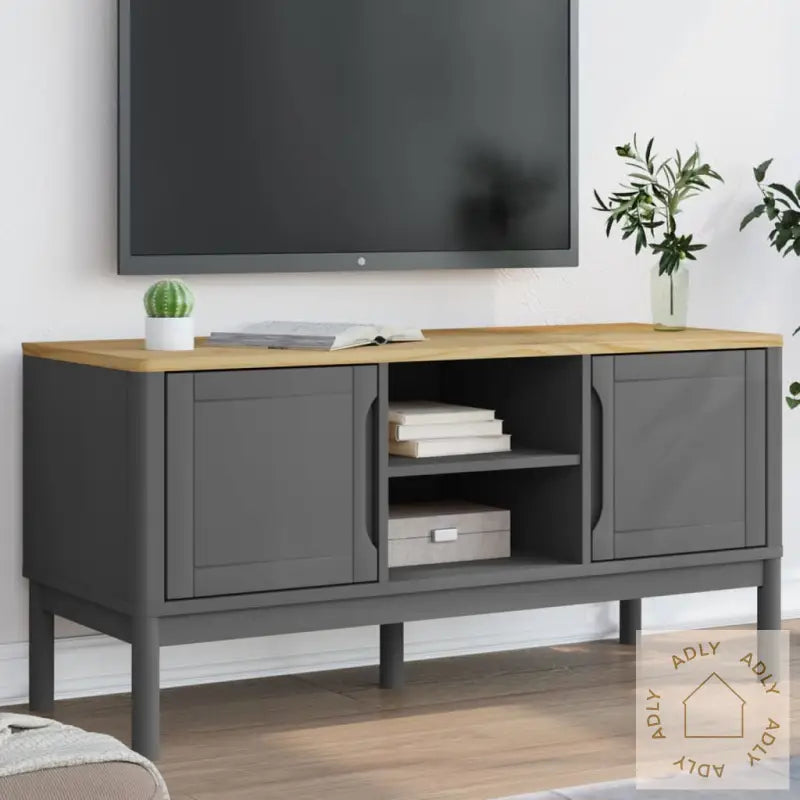 Tv-Benk Floro Grå 114X43X55 Cm Heltre Furu