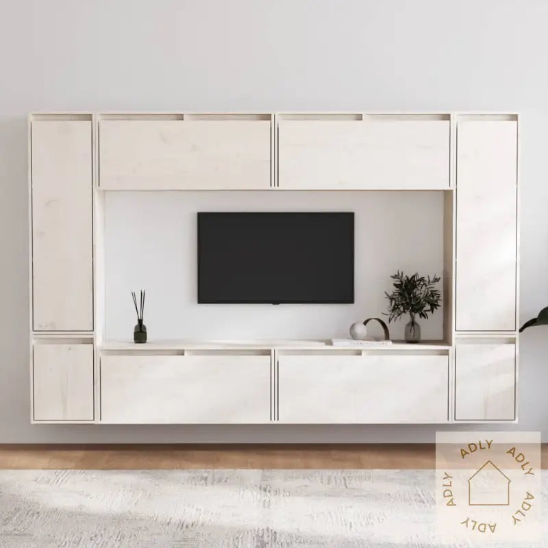 Tv-Benker 8 Stk Hvit Heltre Furu