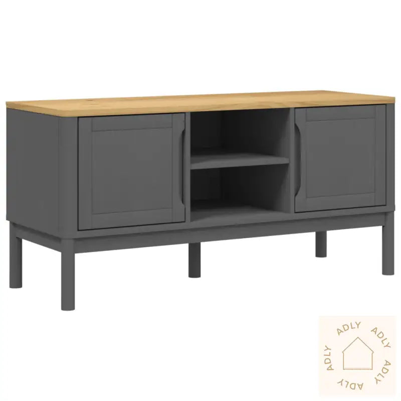Tv-Benk Floro Grå 114X43X55 Cm Heltre Furu