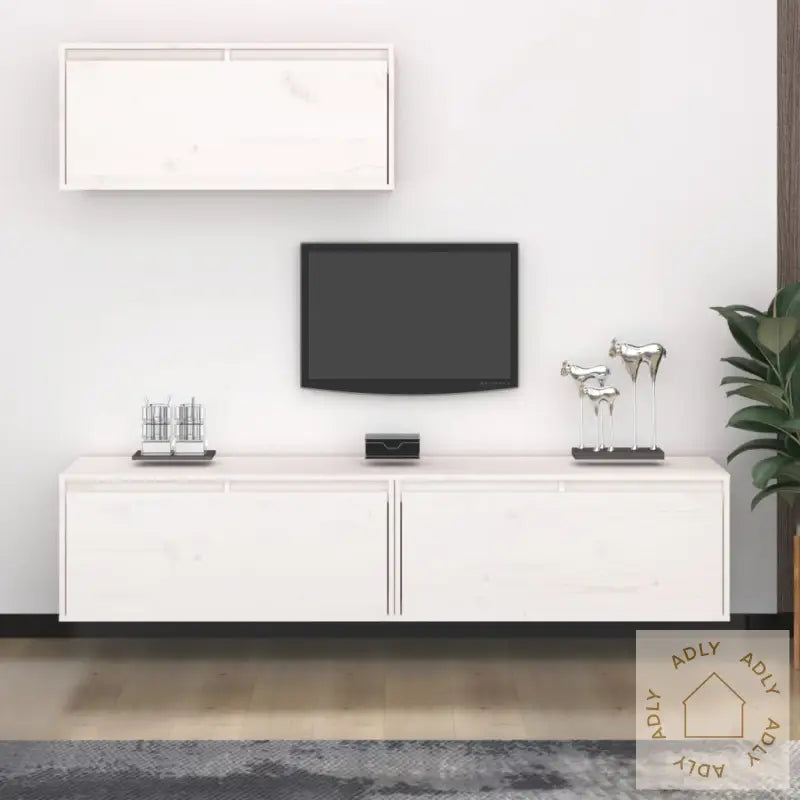 Tv-Benker 3 Stk Hvit Heltre Furu