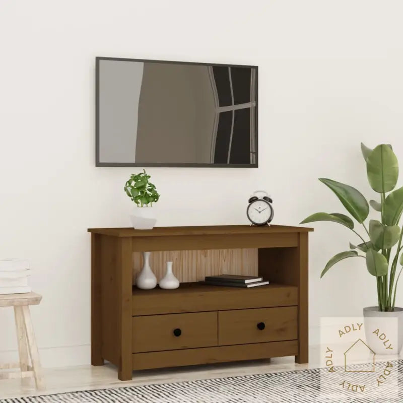 Tv-Benk Honningbrun 79X35X52 Cm Heltre Furu