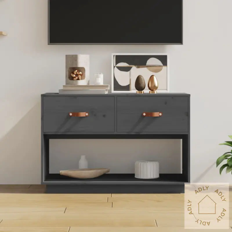 Tv-Benk Grå 90X40X60 Cm Heltre Furu