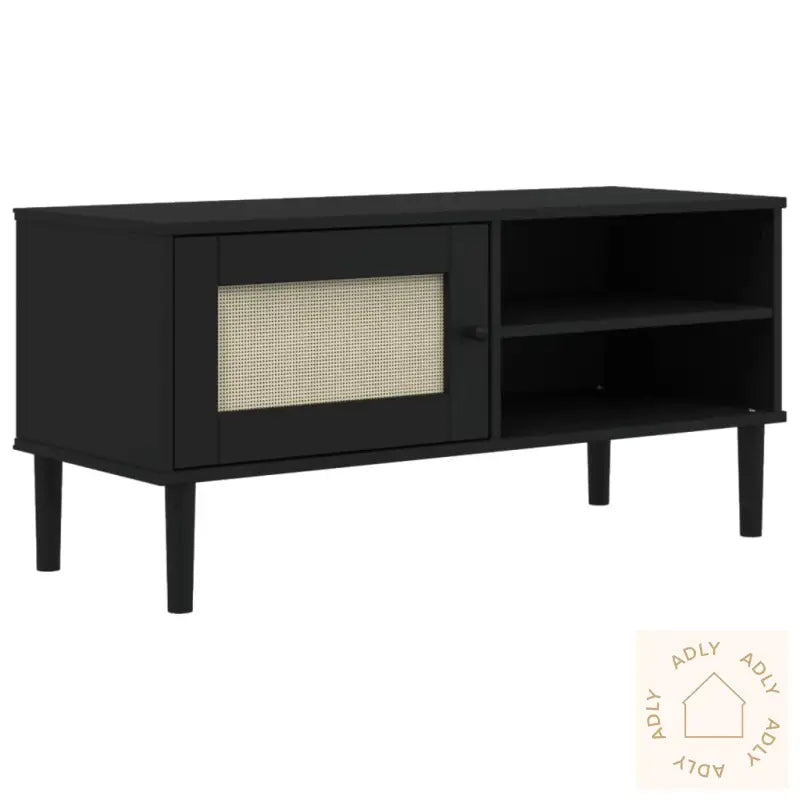 Tv-Benk Senja Rotting-Utseende Svart 106X40X49Cm Cm Heltre Furu