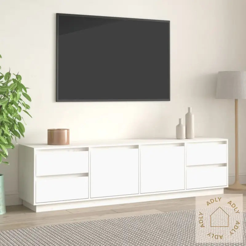 Tv-Benk Hvit 176X37X47,5 Cm Heltre Furu