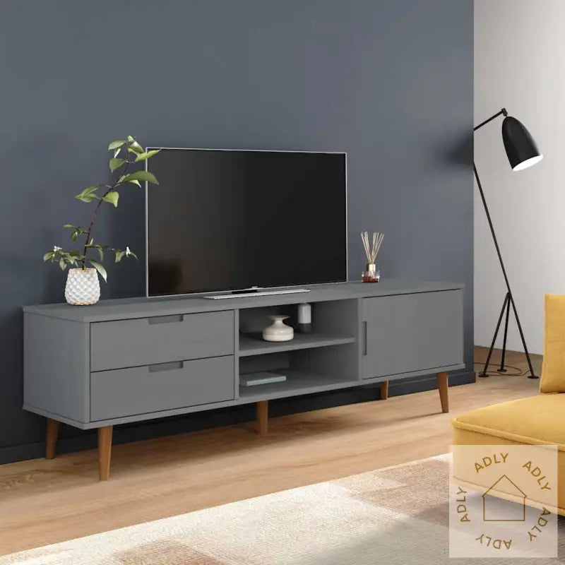 Tv-Benk Molde Grå 158X40X49 Cm Heltre Furu