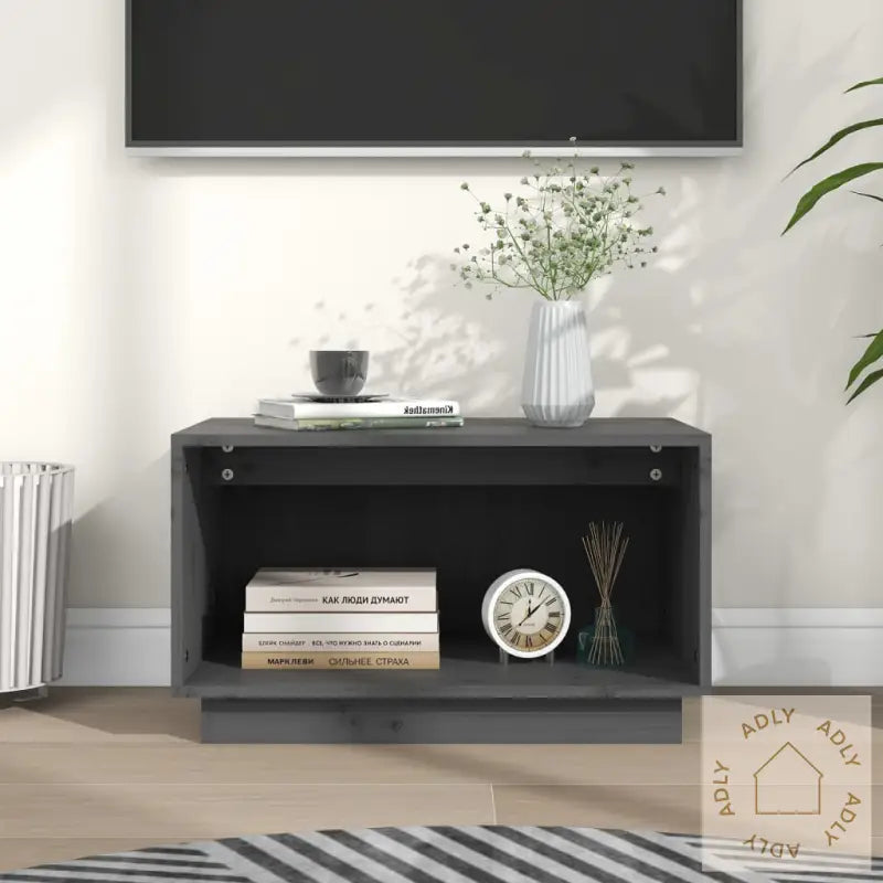 Tv-Benk Grå 60X35X35 Cm Heltre Furu