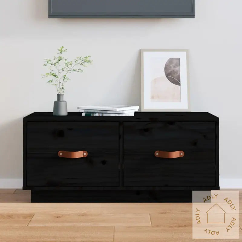 Tv-Benk Svart 80X34X35 Cm Heltre Furu