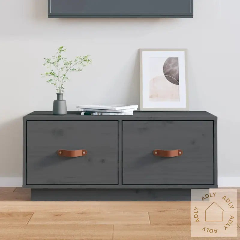 Tv-Benk Grå 80X34X35 Cm Heltre Furu