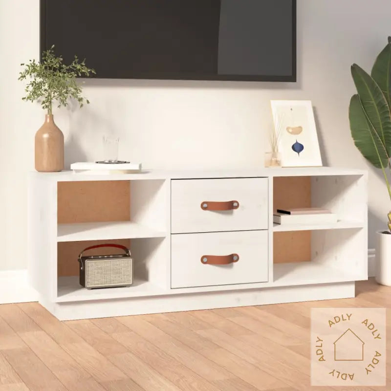 Tv-Benk Hvit 100X34X40 Cm Heltre Furu