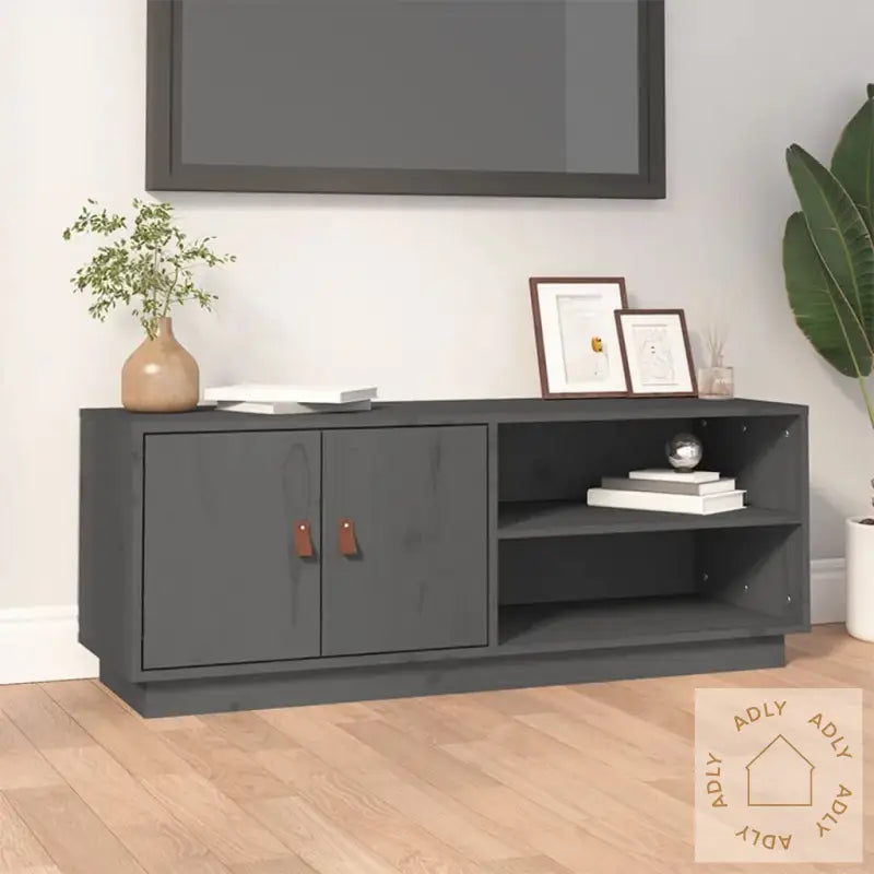 Tv-Benk Grå 105X34X40 Cm Heltre Furu