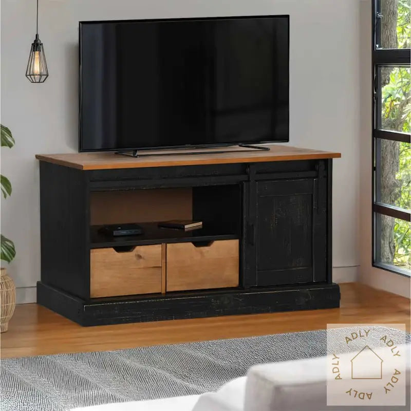 Tv-Skap Halden Med Skyvedør Svart 110X40X60 Cm Heltre