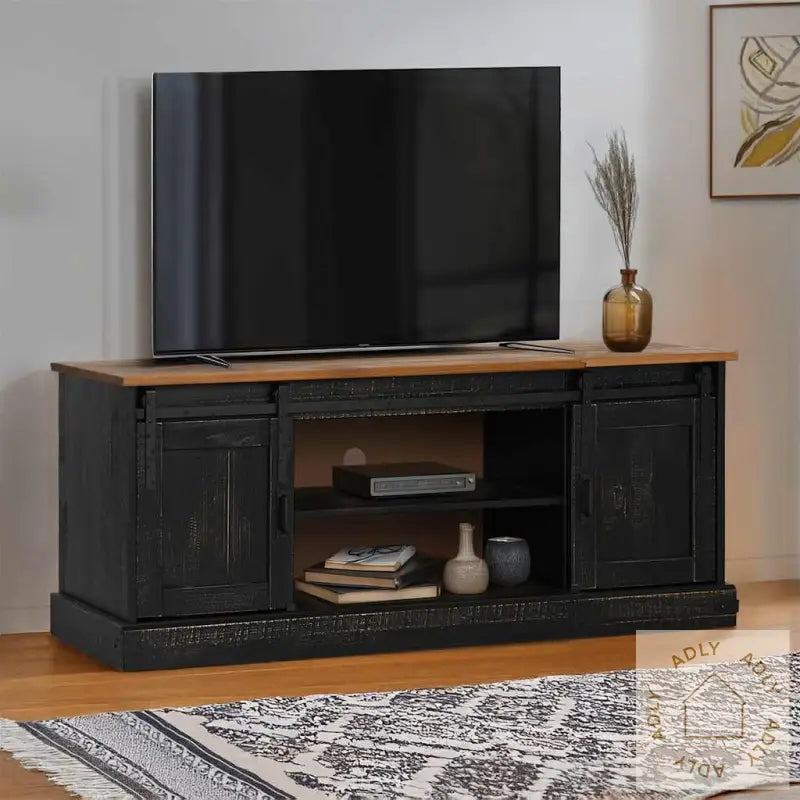 Tv-Skap Halden Med 2 Skyvedører Svart 150X40X60 Cm Heltre