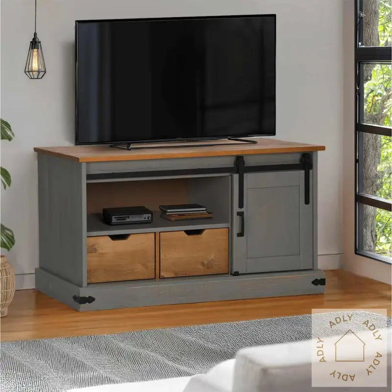 Tv-Skap Halden Med Skyvedør Grå 110X40X60 Cm Heltre